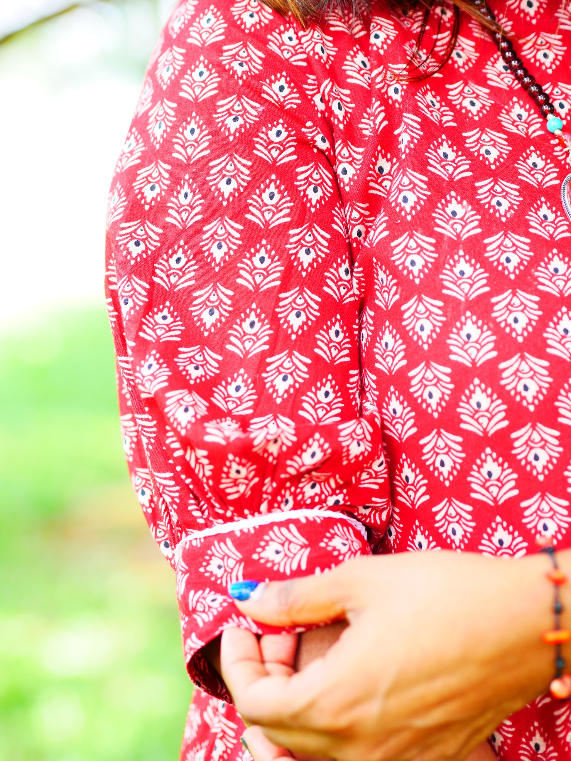 Tara – Red Handblock Cotton Dress
